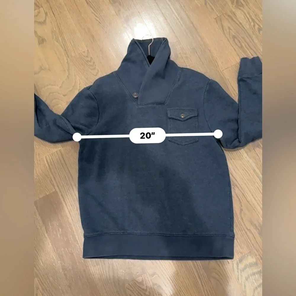 British Khaki est. 1980 Men’s Navy blue pullover, size L, shawl collar Fleece